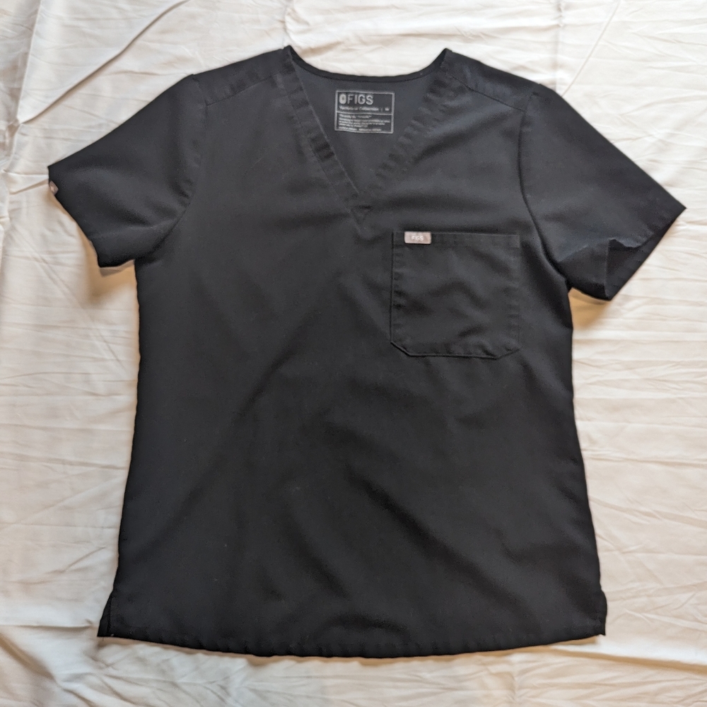 Figs Catarina scrub top- black